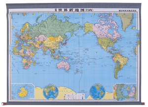 中判　世界新地図　布製行政図